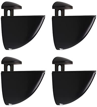 Verstellbare Glasregalhalterung, Qikuver 4 Pcs Glasregalhalterung, Verstellbare Regalhalterung, Wandhalterung für Glasregale, Glasklemme, für 2-23 mm Dicke Regale (Schwarz)