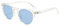 YAMEIZE Lunettes de Soleil Polarisées Ronde-Ovale Rétro Vintage Teintée Lunettes Mode Classique pour hommes Femmes Protection UV 400 Transparent Bleu