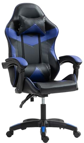 Panana Gaming Chair Heavy Duty Reclining Swivel Chair Ergonomic with Pillow and Lumbar Cushion (Blue)