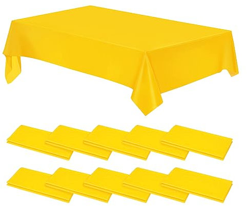 QUARKZMAN Tovaglia Monouso Copritavolo in Plastica Decorativa Rettangolare 108 pollici x 54 pollici Gialla per Picnic Campeggio Matrimoni Feste, Confezione da 28