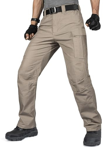 FREE SOLDIER Pantalones de Trabajo para Hombres, Pantalones Cargo Tácticos de Ajuste Relajado con Múltiples Bolsillos, Ideales para Actividades al Aire Libre, Trekking y Escalada