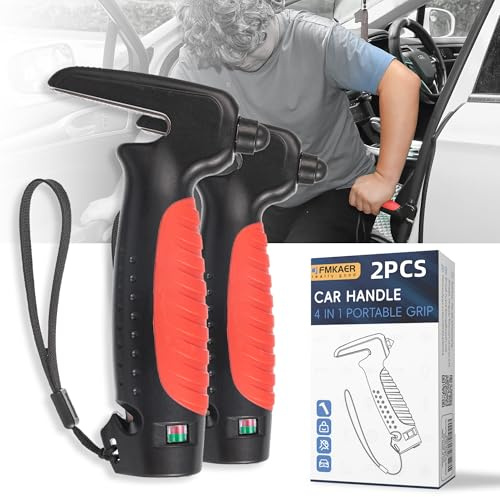 4 in 1 Car Door Handle Assist for Elderly 2PCS - Multifunction Car Transfer Aid - Help Elderly Get Out of Car, Auto Cane Portable Vehicle Support Handle for Seniors, Handicapped, Max 450 Pounds