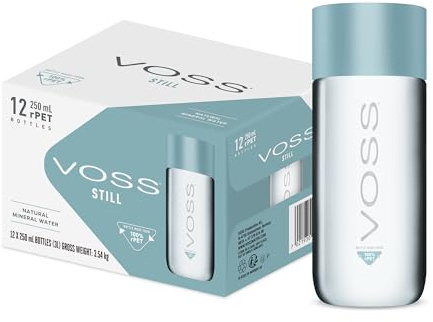 VOSS 250ml x 12-100% RPET Premium Mineral Water Bottle, Pure Still Water with Unique and Iconic Design