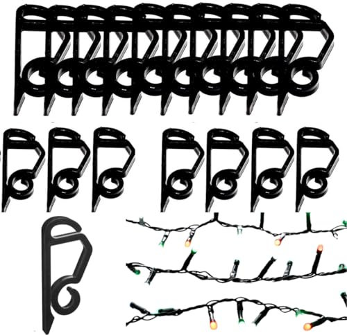 SOTL® 2X 50 Black Gutter Hooks - Heavy Duty Outdoor Christmas Xmas String Lights Gutter Clips for Easy Hanging, Durable & Weather-Resistant, Ideal for Holiday Decorations