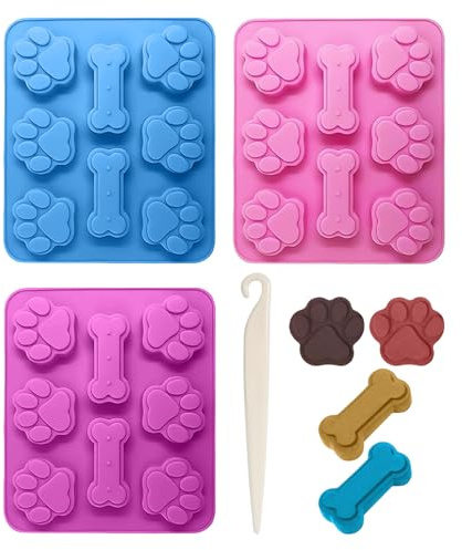 3 Moldes De Hueso Con Estampado De Patas, Molde De Patas De Gato Y Perro, Herramientas Para Hornear, Molde Para Galletas De Cubo De Azúcar, Molde De Silicona Antiadherente, Chocolate