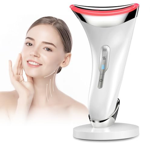 Massaggiatore Viso Lifting Antirughe Elettrico: Face Massager con 3 Modi LED - Dispositivo di Bellezza a 45°C con EMS Microcorrente per Rughe - Gua Sha Elettrico per Massaggio Rassodante Viso e Collo