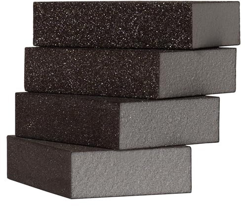 Furniture Clinic Sanding Block - Pack of 4 Wet & Dry Sanding Sponges (Coarse 60 / Medium 80 / Fine 120 / Superfine 220) - Abrasive Grit Sandpaper Blocks for Wood, Walls & Ceilings