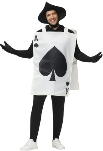 Gooyeh Spielkarten Kostüm Herren Pik Ass und Herz-Ass Spielkarten Cosplay Kostüm Halloween Spielkarten Outfit Game Cosplay Playing Card Costume