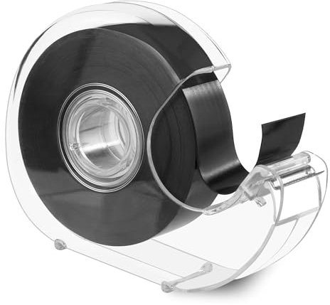 9M Nastro Magnetico Adesivo in Dispenser - Nastro Magnetico per Cartoline, Foto e Lavagne Bianche (Nero）