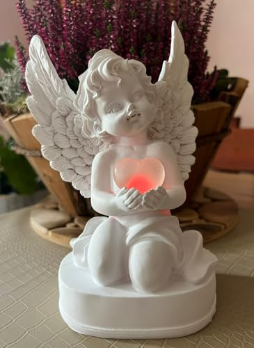 AURUM Engel Figur mit LED-Beleuchtung, Engel mit LED Multicolour-System Dekofigur Grabdeko Grabengel Dekoengel Schutzengel