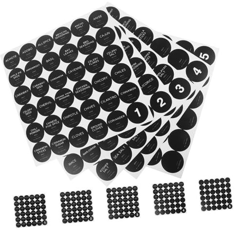 JEWEDECO Gewürzgläser Selbstklebende Gewürzflaschen Runde Aufkleber Für Die Vorbedruckte Klassifizierungsetiketten Für Zuhause 35mm Durchmesser 360 Insgesamt