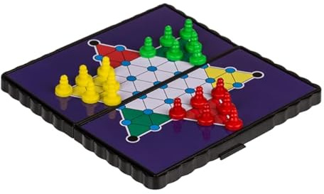 Magnetische Reisespiele, Mini, Damen, Parchi, Schach, drei in Streifen, Halma, 13 x 7 cm (Halma)
