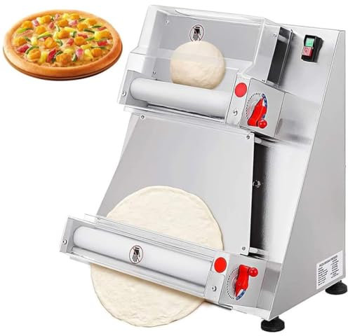 Macchina per stendere la pasta elettrica automatica, sfogliatrice per impasto da banco da 15 pollici, spessore regolabile da 0,5 a 5,5 mm per pizza, croissant, panini da forno, gnocchi, pasta, pizza