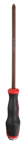 sourcing map PH2 Phillips Screwdriver #2 12.99 Magnetic Screwdrivers One-Piece 5.12 Heat-Treated S2 Alloy Steel with Ergonomic Handle for DIY Repairing, Red Brown