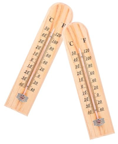 Toddmomy 2stücke Holz Wand Thermometer Für Zuhause Und Garten Mit Genauer Temperaturanzeige Und Praktischer Halterung Für Drinnen Und Draußen