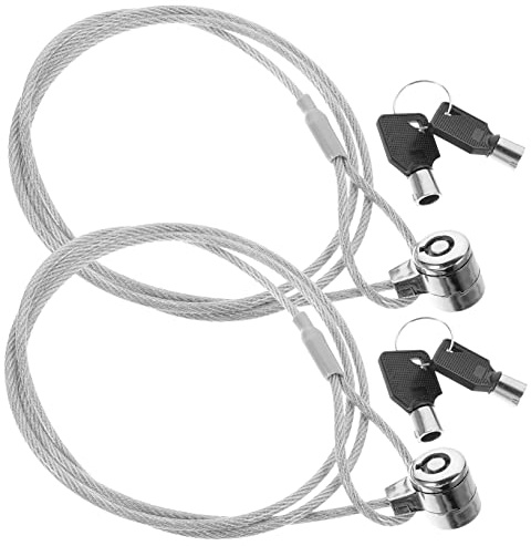SHINEOFI Lucchetto per Laptop Cavo di Sicurezza in Lega Resistente da 1,2 M, Blocco Portatile Antifurto Chiave, Set da 2 Pezzi per Protezione Computer e Tablet in Ufficio e Viaggio