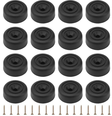 HERKINDNESS Füße für Möbel, 16 Stück Schrankfüsse, Ø 33 X H 13 mm Möbelbeine Rund, mit 16 Schrauben, Füsse für Kommoden, für Stühle, Regale, Beistelltisch