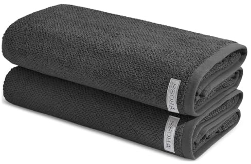 Ross - 2 teiliges Frottier-Set - Selection Bio-Baumwolle (2 X Duschtuch im Set) - 540 g/m2 - Baumwolle - Frottee - saugstark - weich und flauschig - Anthrazit