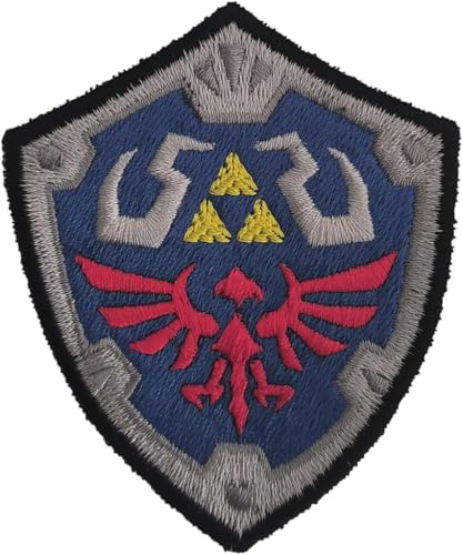 VALKYNEA 100 % broderad lapp inspirerad av Anime Art/Zelda-sköld/Legend-Link Hyrule/Embroidery Patch/broderad applikation (krok och ögla/Velcr0)