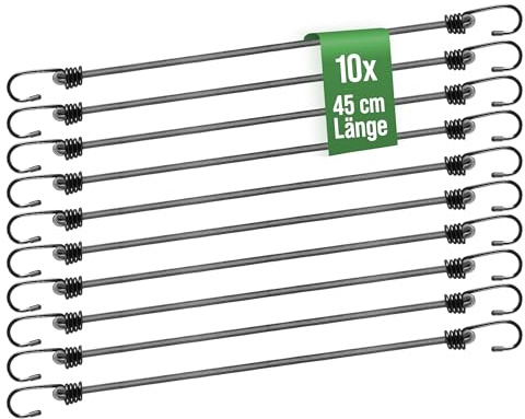 Mehr Garten Spanngummis mit Haken, 10 Stück, 45 cm, Ø 8 mm | Universal Expander bis 30 kg belastbar – wetterbeständige Gummispanner für Gepäck und vielseitige Befestigungen