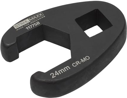 Stahlmaxx Hahnenfuß Schlüssel SW 24mm 1/2 offener Ringschlüssel | Krähenfuß 6-kant Steckschlüssel aus Chrom-Molybdän-Stahl