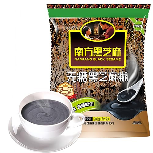 Black Sesame Paste | Vegetarian | Instantly prepares, smooth and rich flavor | Individually packaged for easy portability, nutritious, sugar-free black sesame paste, 280g (7 packets)