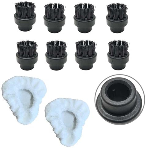 FACAIIO Juego de 10 almohadillas para mopa de vapor y cepillo redondo compatibles con limpiador a vapor Dupray cabeza triangular, paños de microfibra lavables y reutilizables, cerdas de acero