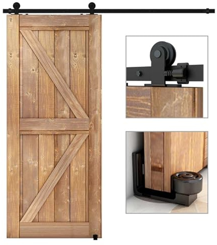 Kit ferramenta per porte scorrevoli a libro Kit di ferramenta for porte scorrevoli del fienile con guide a pavimento regolabili da 5 a 6, piedi(5FT)