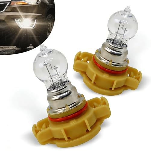 KoiLuvGo 2 PCS PSX24W Fog Light Bulbs, 12V 24W 3500K Clear Light Source Quartz Glass Steering Brake Light, Car Lighting Replacement, Halogen Fog Light Bulb for Most Cars (White Light)