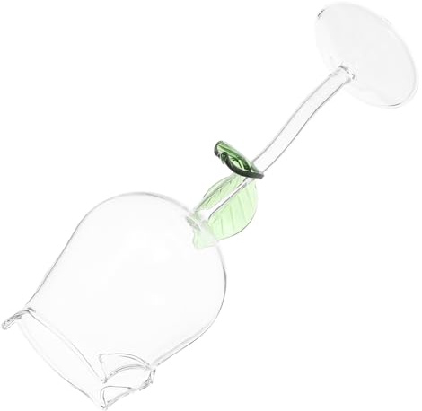 OFFIGAM Calice da Vino Rosso Motivo a Rose 400ml in Vetro Trasparente per Cocktail e Feste, Bicchiere Alto Decorativo per Bar, Ristoranti e Intrattenimento