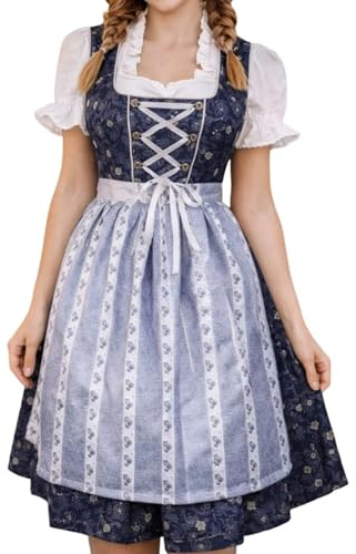 Abito da per Il Festival della Birra Dirndl Donna Elegante Bavarian Oktoberfest Costume Set Elegante Abito per Spettacoli Teatrali con Grembiule e Gonna Floreale e Vestito Matrimonio