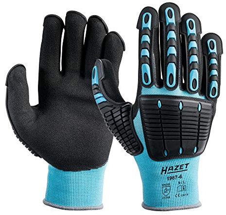 HAZET 1987-6 Guanti da meccanico, protezione con protezioni in TPR, tessuto a maglia fine, elevata presa, lunga durata, taglia L, testati contro i rischi meccanici, protezione contro il taglio