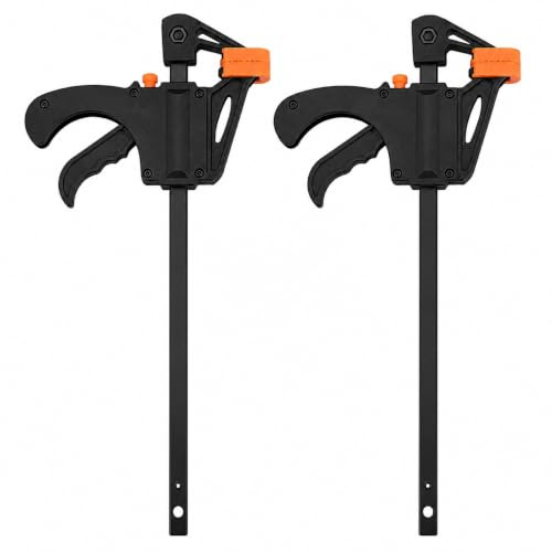Garden Mile® 2 x 12 Plastic Rachet Bar F-Clamp Table Vice Hand Tool Spreader Bar Quick Gripping Clasps Heavy Duty Holders for Woodwork Carpentry Gardening Garage Home Improvement