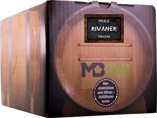 Weinhaus Müller Bornheim 5L Bag in Box Pfälzer Rivaner Weißwein trocken 2023 - Qualitäts-Weißwein trocken aus der Pfalz, Anzahl:1 Bag in Box, Geschmack:trocken, Rebsorten:Rivaner, Größe:5 L