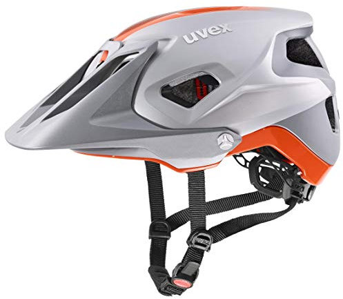 uvex quatro integrale - extrem leichter MTB-Helm für Damen und Herren - individuelle Größenanpassung - verstellbarer Schirm - silver - orange matt - 52-57 cm