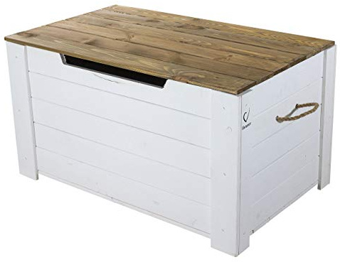 Vinterior Holztruhe Pascale/Traumhaft rustikale Holztruhe (80 x 48 x 43,5cm) Schatztruhe Truhe Bank Stauraum Sitztruhe Sitzbank Aufbewahrungstruhe mit großer Kapazität Flur, Schlafzimmer, Wohnzimmer