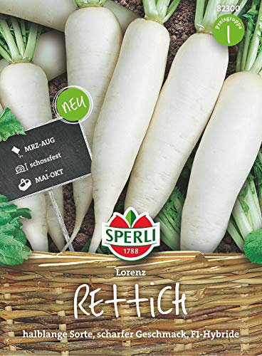 Sperli Rettichsamen Lorenz, F1 82300 - Schnellwüchsige Sorte - Scharfer Geschmack - Inhalt für 5-7 lfd. Meter - Gemüsesamen, Samen Gemüse, Saatgut
