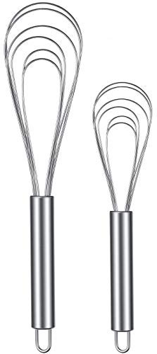 2 Stücke Edelstahl Flach Draht Schneebesen, 8 Zoll und 10 Zoll Küchen Ei Soße Schneebesen zum Mischen, Schneebesen, Schlagen, Rühren