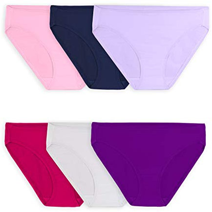 Fruit of the Loom Women's Underwear with 360° Stretch (Regular & Plus Size), Bikini - Microfiber - 6 Pack, 9