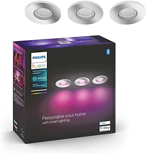 Philips Hue White & Color Ambiance Xamento Einbauspot silber 1-er Pack 230lm, bis zu 16 Mio. Farben, dimmbar, steuerbar via App, kompatibel mit Amazon Alexa (Echo, Echo Dot), alte Generation