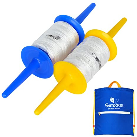 Simxkai Kite Spool, Reel Winder,Grip String Handle, 600 feet Twisted Line for Each String Handle (2 Pack)