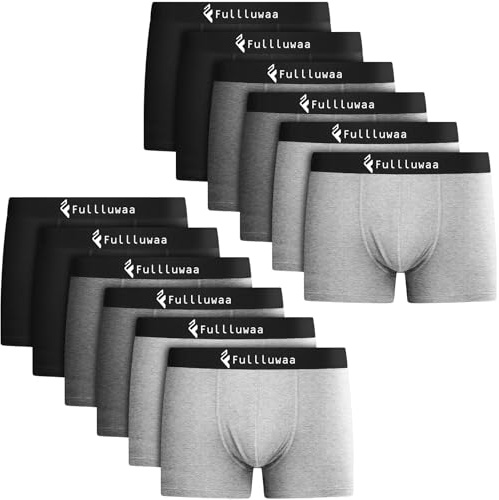 Fullluwaa Men's Boxer Shorts, Pack of 12 - Business Men, Retro Shorts, Men, Cotton Underwear, Soft and Perfect Fit (Without Scratching Patch)