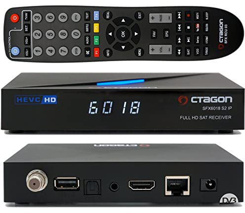 OCTAGON SFX6018 S2+IP 1x DVB-S2 HD H.265 HEVC, E2 Linux Smart Receiver, ricevitore satellitare, funzione registrazione, lettore di schede, YouTube, web radio HDMI, nero