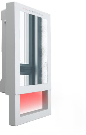 Radialight QUADRO VISIO Termoventilatore da parete per Bagno con Specchio e barra portasalviette | Termostato Elettronico e Programmazione Settimanale 1000W/1800W