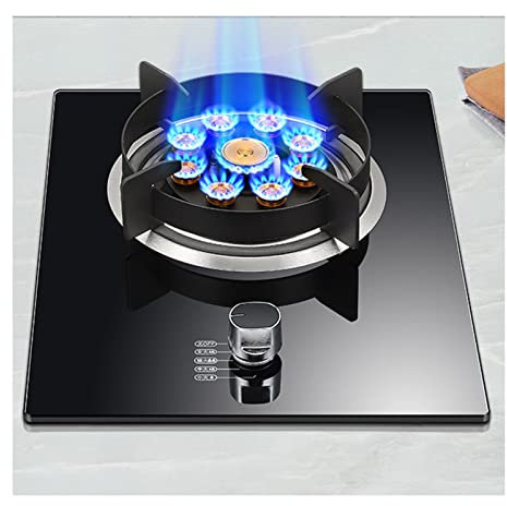CHALKE Cocina De Gas Integrada De 33CM, 1 Cocina De Gas Convertible NG/LPG, Tapa De Vidrio Templado Negro con Protección contra Llamas, For Cocina Casera (Color : A, Size : LPG)