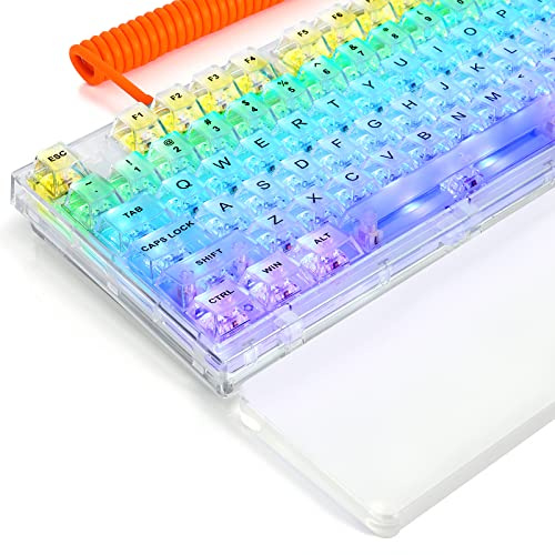 ATTACK SHARK Hot Swappable con Cable/Inalámbrico/2.4G Teclado Mecánico,75% 82 Teclas,Cable de Teclado Tipo C en Espiral Reposamuñecas Acrílico