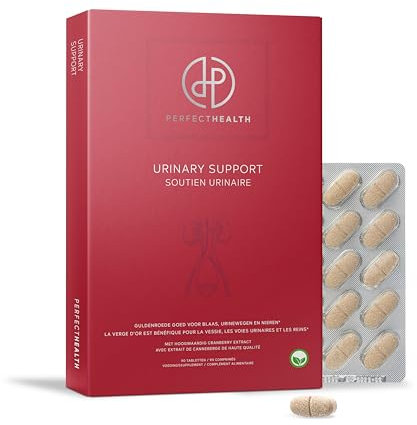 Perfect Health - Urinary Support - Cranberry Kapseln Hochdosiert - Cranberry Extrakt (Exocyan®) mit Hohem PAC Gehalt - 90 Tabletten - Mit Goldrute & Vitamin C - Für Blase, Nieren & Harnwege