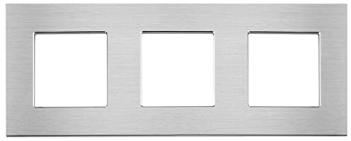 Luxus-Time Interruptor basculante de luz con marco de aluminio, juego completo para caja empotrable, interruptor basculante, interruptor basculante empotrable (marco de aluminio de 3 vías)
