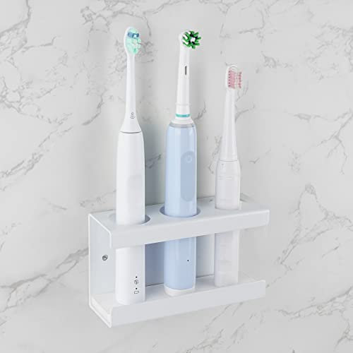 Adorila Elektrischer Zahnbürstenhalter für Badezimmer-Wand, selbstklebendes Zahnbürstenregal mit Kieselgur-Schale, kompatibel mit Philips 4100, 5100, 6100, 6500, 7500, 9300 (weiß)