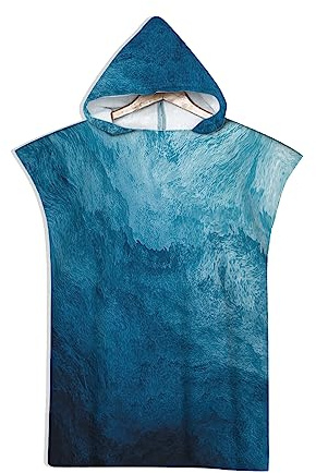 Rowjoy Serviettes de Plage en Microfibre, Impression d'animaux océaniques, Serviette de Plage, Bleu, Serviette de Plage avec Capuche, Poncho à séchage Rapide, pour Adultes et Enfants, Bleu, 75 x 110